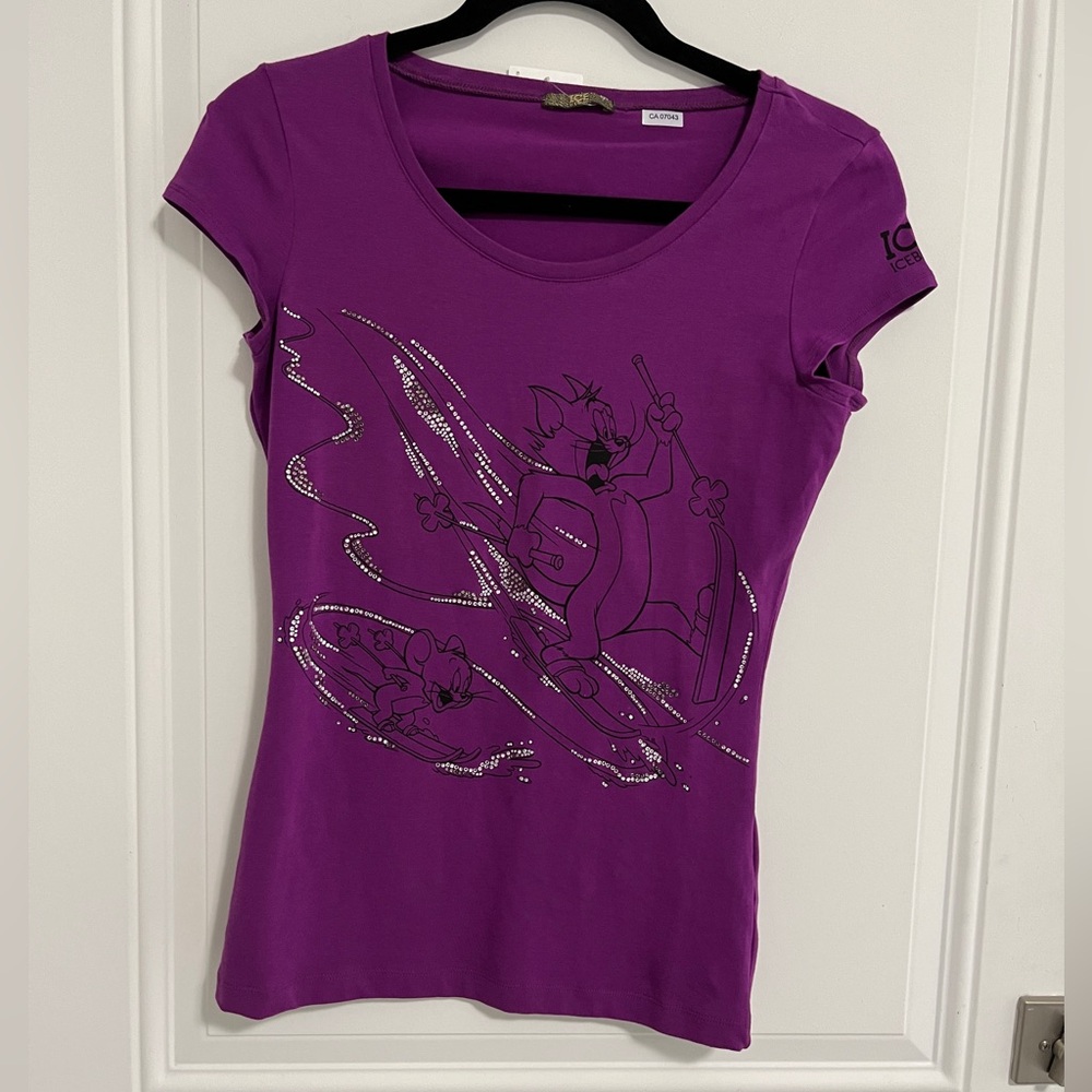 NWT - Ice Iceberg x Tom & Jerry Women’s Crystal Decorated T Shirt  - Size XS